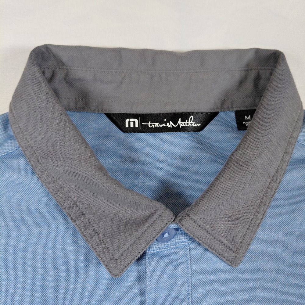 Travis Mathew Mens Polo Shirt Blue Gray The Golf Club Resort Pima Cotton Size M - Picture 3 of 15